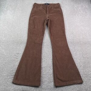 Hollister Pants Womens 5 Long Brown Corduroy High Rise Flare Stretch Cords